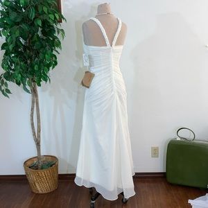 Crepe Chiffon Beach Wedding Rehearsal Prom Formal Dress Gown Ruched  Plunge  12